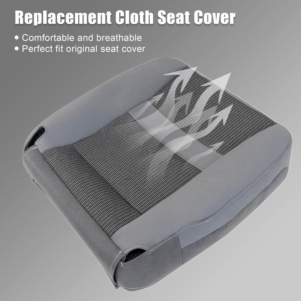 GXARTS Driver Side Bottom Replacement Cloth Seat Cover Light Gray Compatible with Dodge Ram 1500 2500 3500 4500 5500 2006 2007 2008 2009 2010