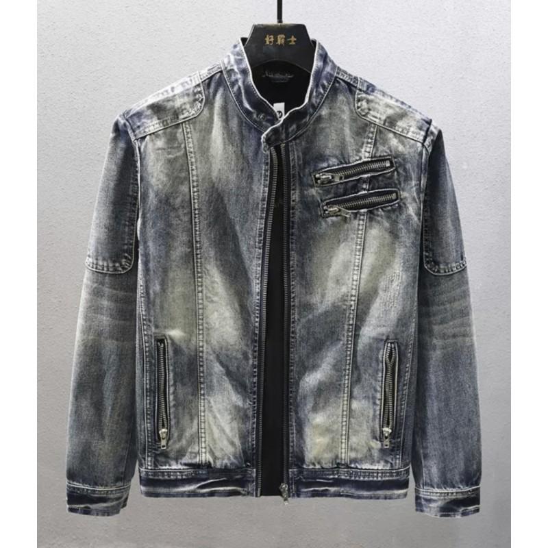 Mens Loose Fit Denim Jacket Streetwear Harajuku Style Casual Outerwear