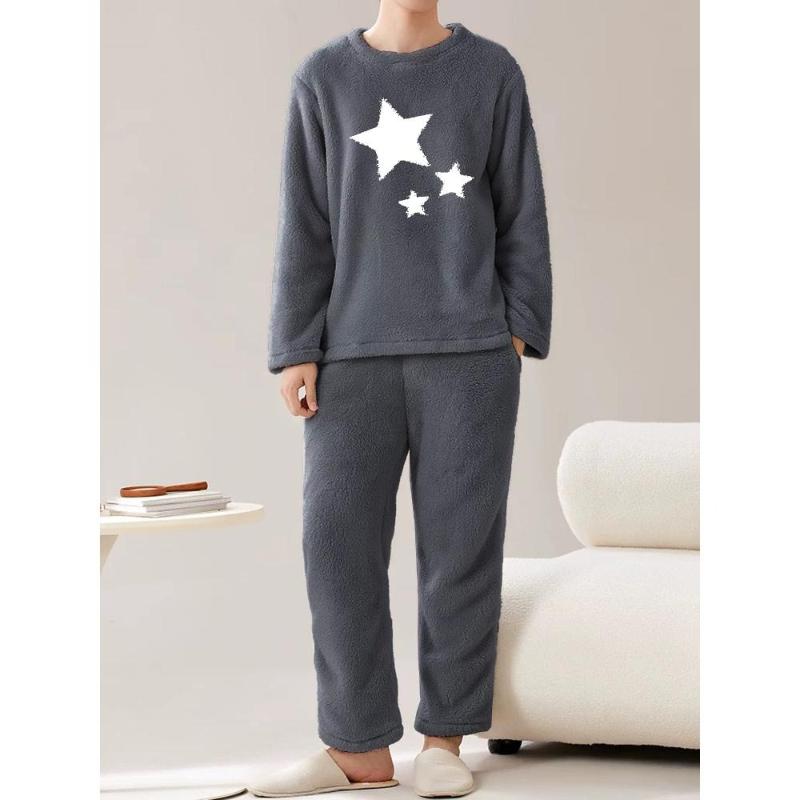 

Мужской фланелевый комплект: топ и брюки, приталенный крой XXL серый