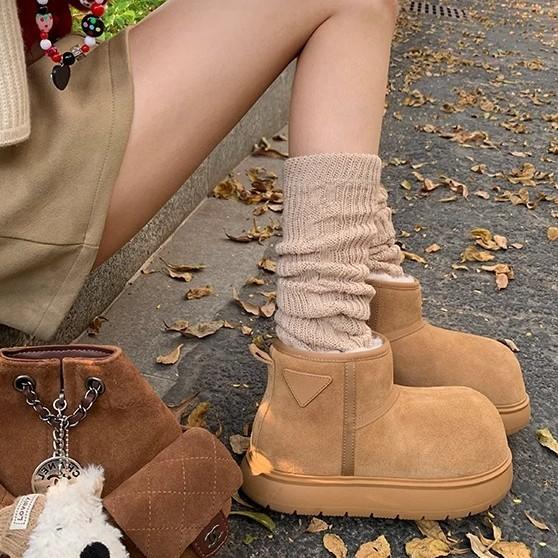 Grape Mother Winter New Snow Boots Women's Fashion Outside Wear Small Thick Sole Heightening Cotton Shoes Internet Celebrity Fashionable Boots