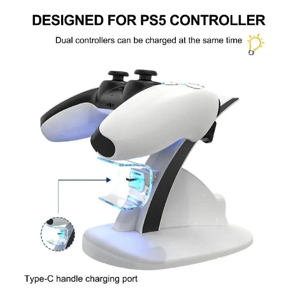 Light Indicator Wireless Joystick Charging Base Dual Controller Stand for Sony Playstation 5