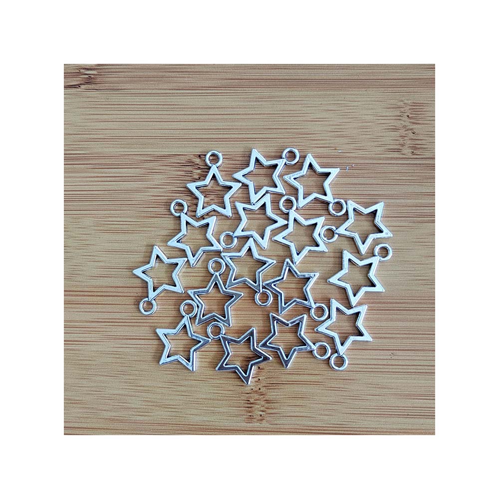100pcs Tibetan Silver Plated Hollow Star Charms Jewelry Making Handmade Alloy Pendants Fit for Bracelet Necklace 18mm
