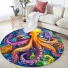 Runder Teppich mit Oktopusmuster, Teppich für Wohnzimmer, Schlafzimmer, Spielzimmer, Rutschfeste Bodenmatte, Feiertagsgeschenke und Geburtstagsgeschenke.