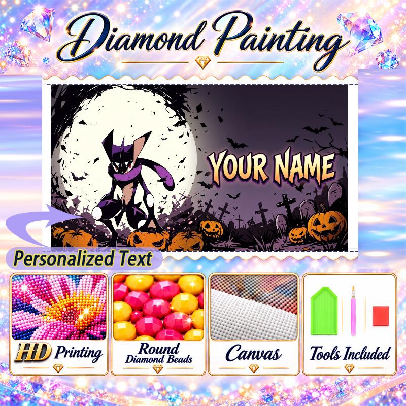 Personalized Greninja Diamond Art Custom Name 5D Diamond Painting Full Drill DIY Craft