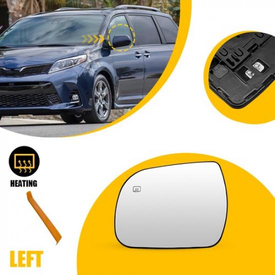 

Door Mirror Glass Heated With Plate For Toyota Sienna 2011- Driver LH Side