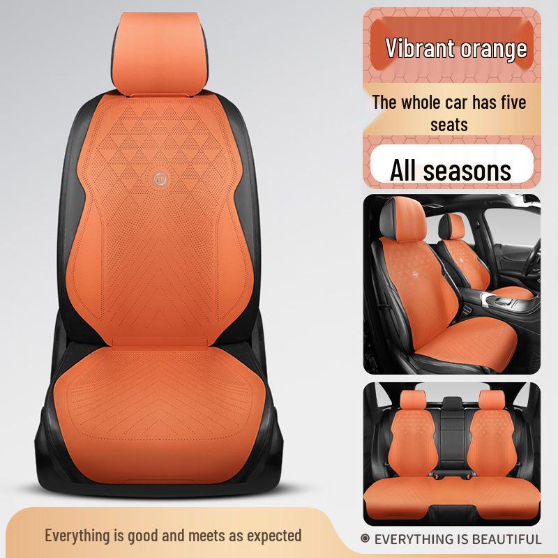 Universal Suede Car Seat Cushion Set - All-Season, Three-Piece, Summer-Ready, Thin Cushion with Lumbar Support.