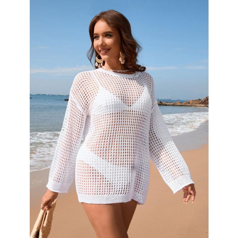 Dámské letní duté tílko nad krk pro plážovou dovolenou Sexy volné bikiny Plážová tunika