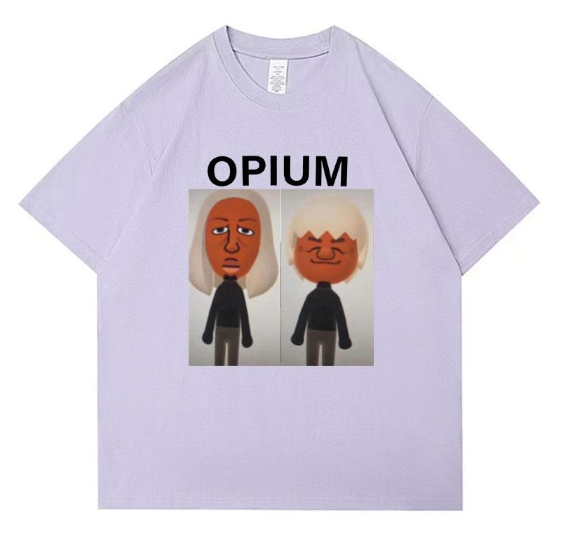 OPIUM Ken Carson Destroy Lonely Koszulka Śmieszne Postacie z Wii Graficzne Koszulki Mem Męskie Koszulki z Nadrukiem Kreskówkowym Męskie Luźne Góry