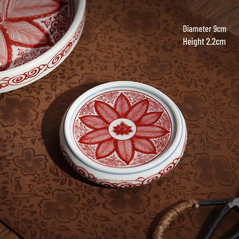 Retro Blue and White Ceramic Teaware Lid Rest Coaster