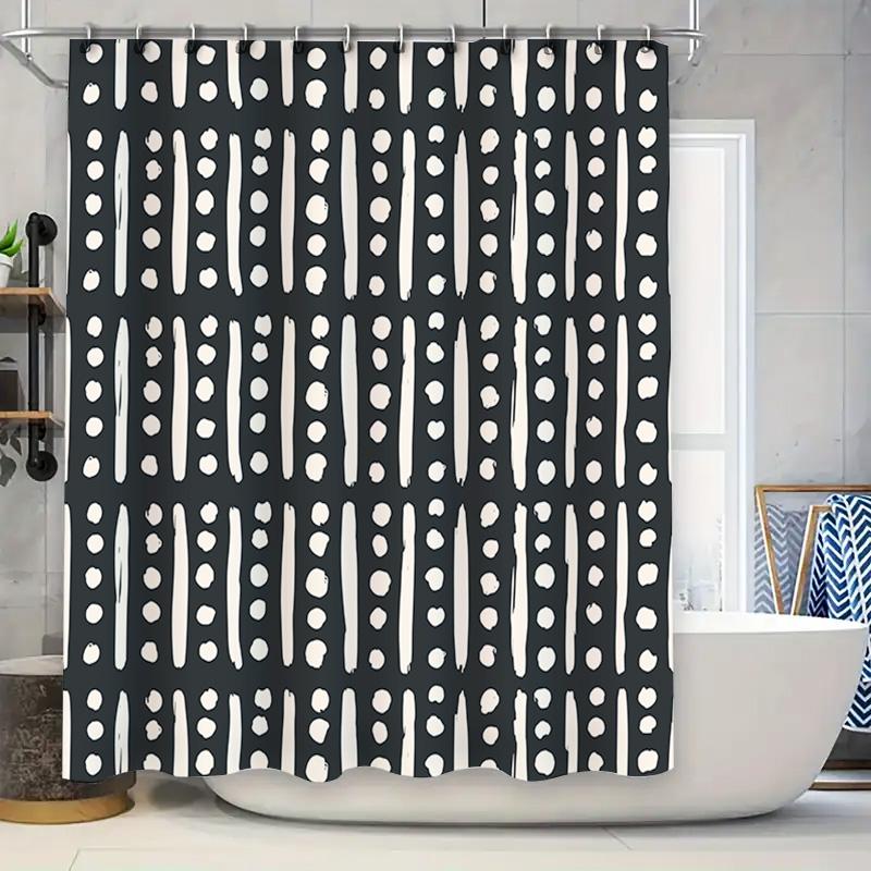 

Modern Black White Shower Curtain With Polka Dots Design For Bathroom Decor Perfect Addition To Your Home Bath Accessories W60H190(CM)-1 Pcs