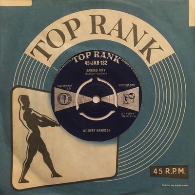 7inch Record WILBERT HARRISON - Kansas City / Listen, My Darling 45JAR132 TOP RANK 1959 UK Rock Used