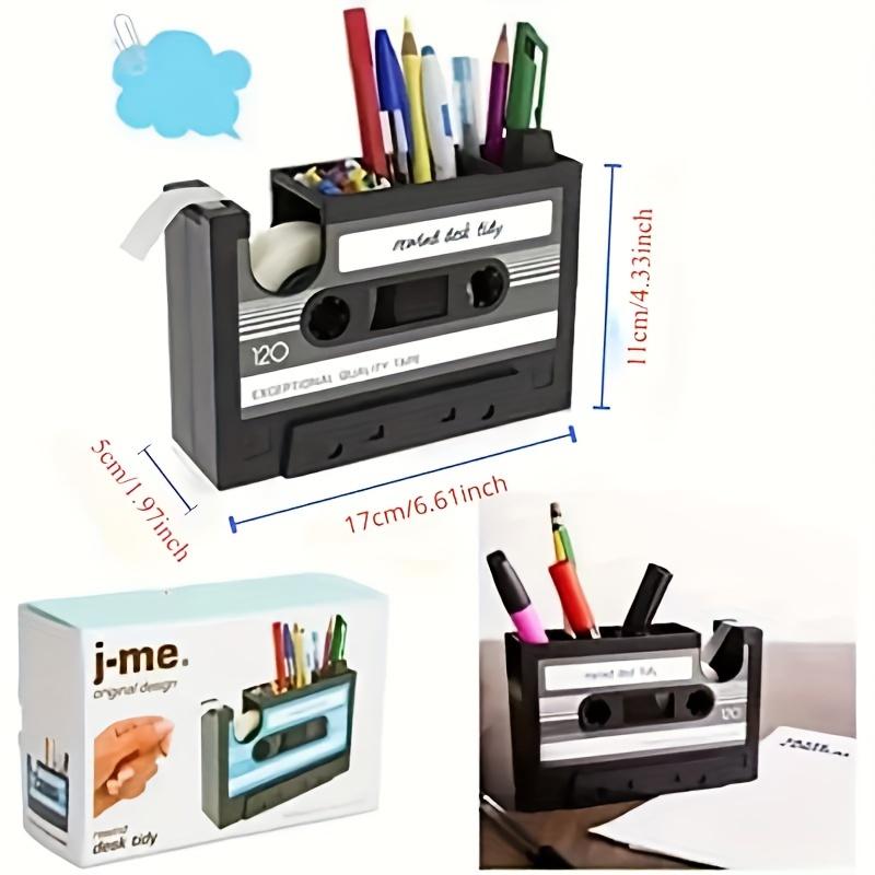 Retro Cassette Distributor with Pen Holder - Retro Office Supplies Storage Box