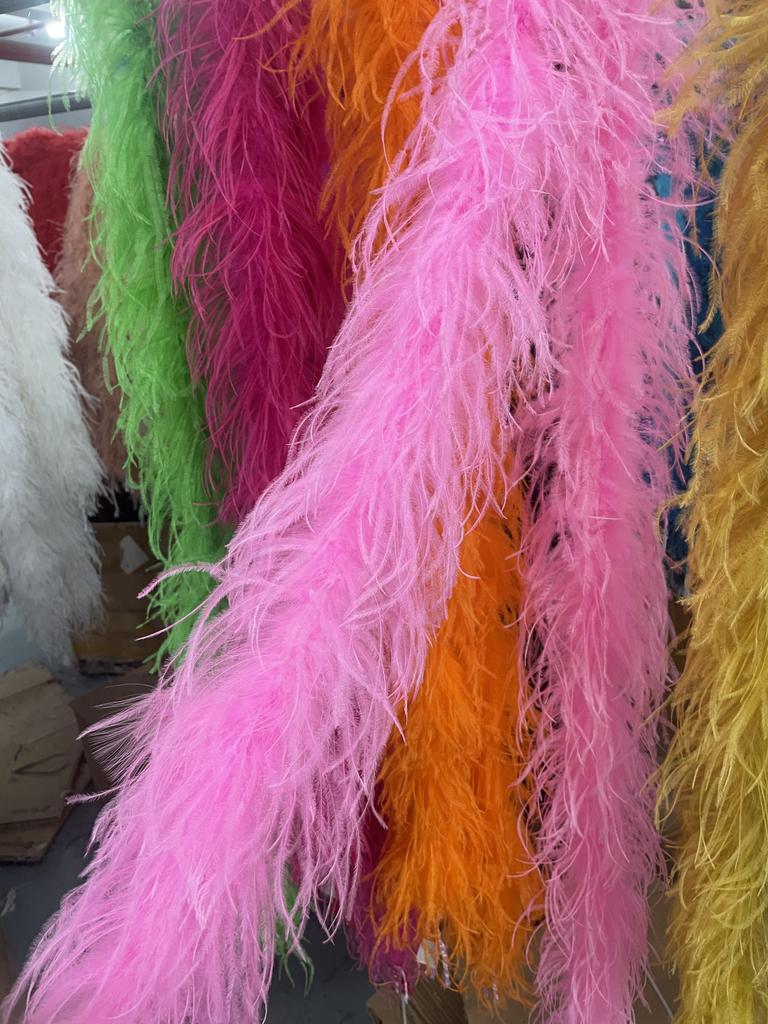 DIY Colorful Ostrich Feather Boa 6Ply Fluffy Shawl 0.5/1/2/3/4 Meter for Wedding Dress Carnival Performance Costume Party Decoration