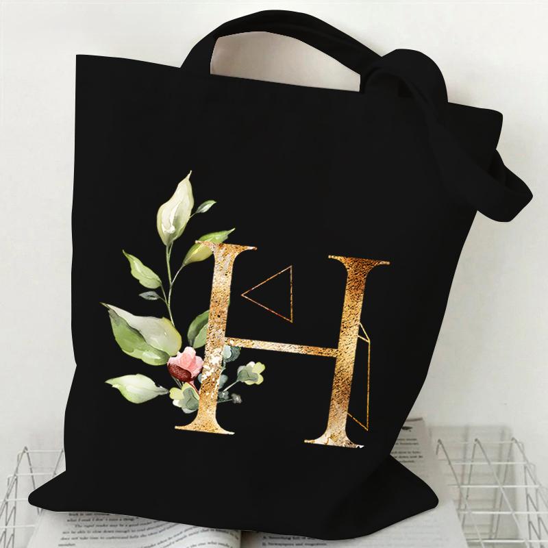 Print Canvas Bag Women's Shoulder Bag Fashion Floral Letter Ladies Hand Bags Alphabet Tote Bag