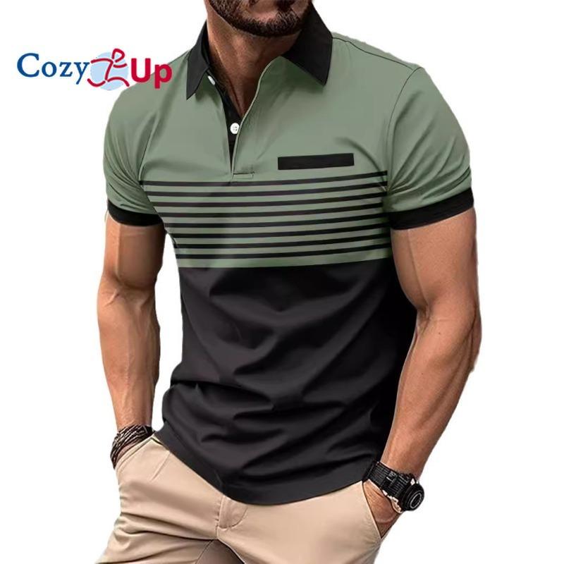 Cozy Up Poloskjorter for menn Kortermede Uformelle Polo T-skjorte Color Block Slim Fit Golfskjorter med lomme