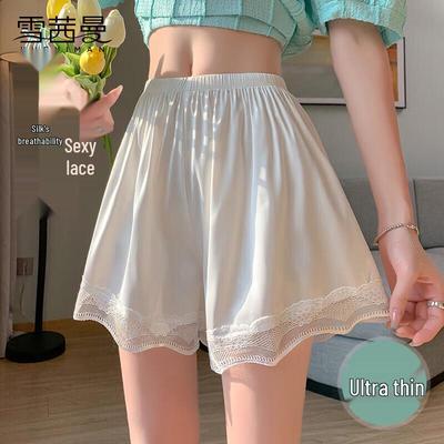 Women's Ice Silk Anti-Chafing Safety Shorts with Lace Trim