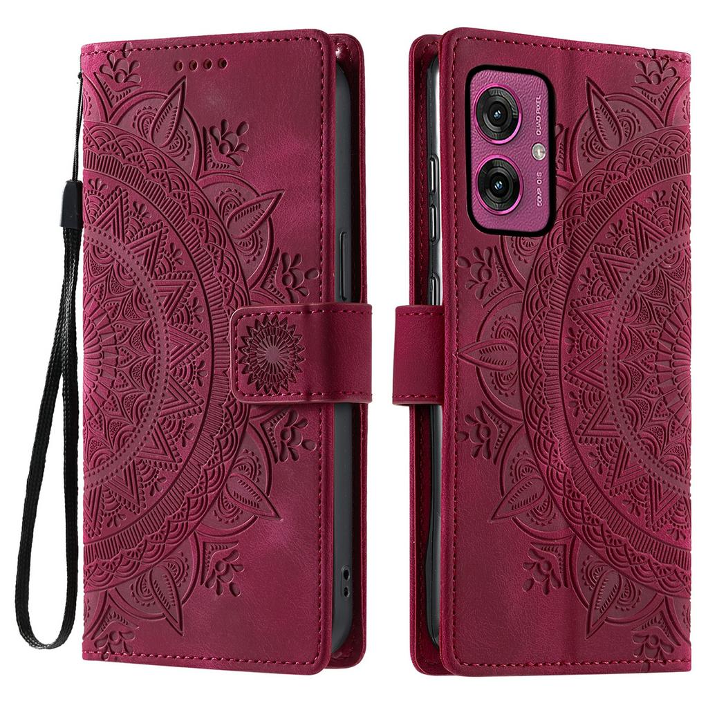 For Motorola Moto G55 5G Case Imprinted Totem Skin Feel Wallet Leather Phone Cover
