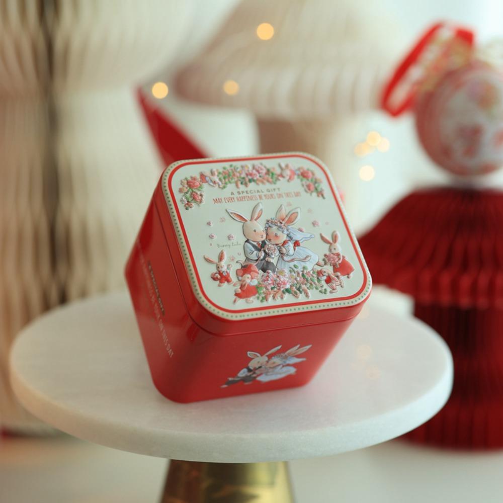 Embossment Easter Bunny Printing Tin Tinplate Easter Gift Tins Easter Candy Box  Wedding Gift