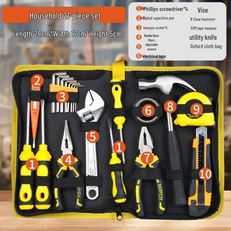 Multifunctional Home Tool Set: Manual & Electrician Tools with Bag