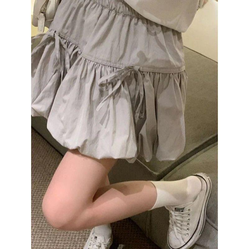 Lantern Bow Pleated Fluffy Short Skirt Lantern Bows Pleated Tutu Skirt