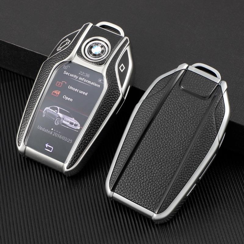 BMW LCD Key Case: Protective Shell for 5 & 7 Series, Leather Grain Finish