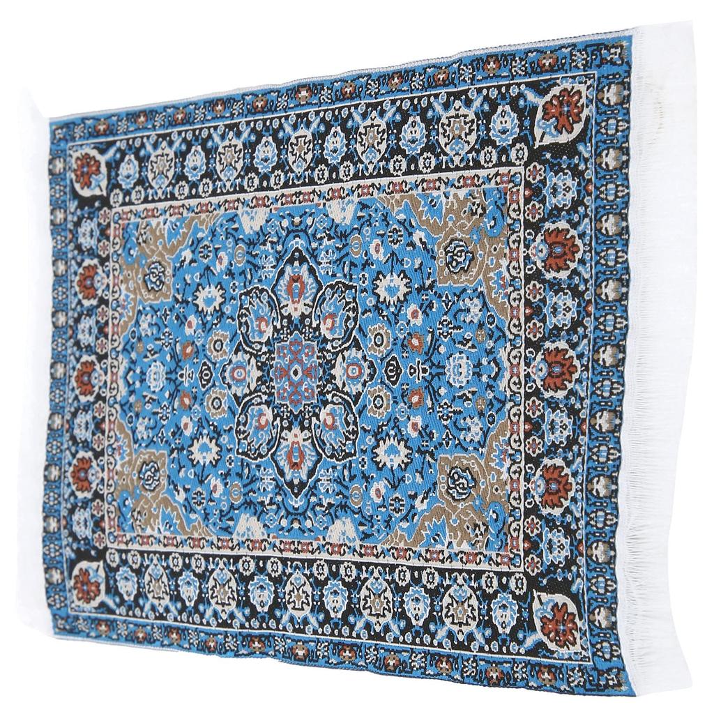 Vintage woven miniature Turkish carpet with floral print for dollhouses