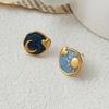 Sun and Moon Heart-shaped Enamel Round Earrings Are Fashionable High-end and Versatile Women’s Earrings
