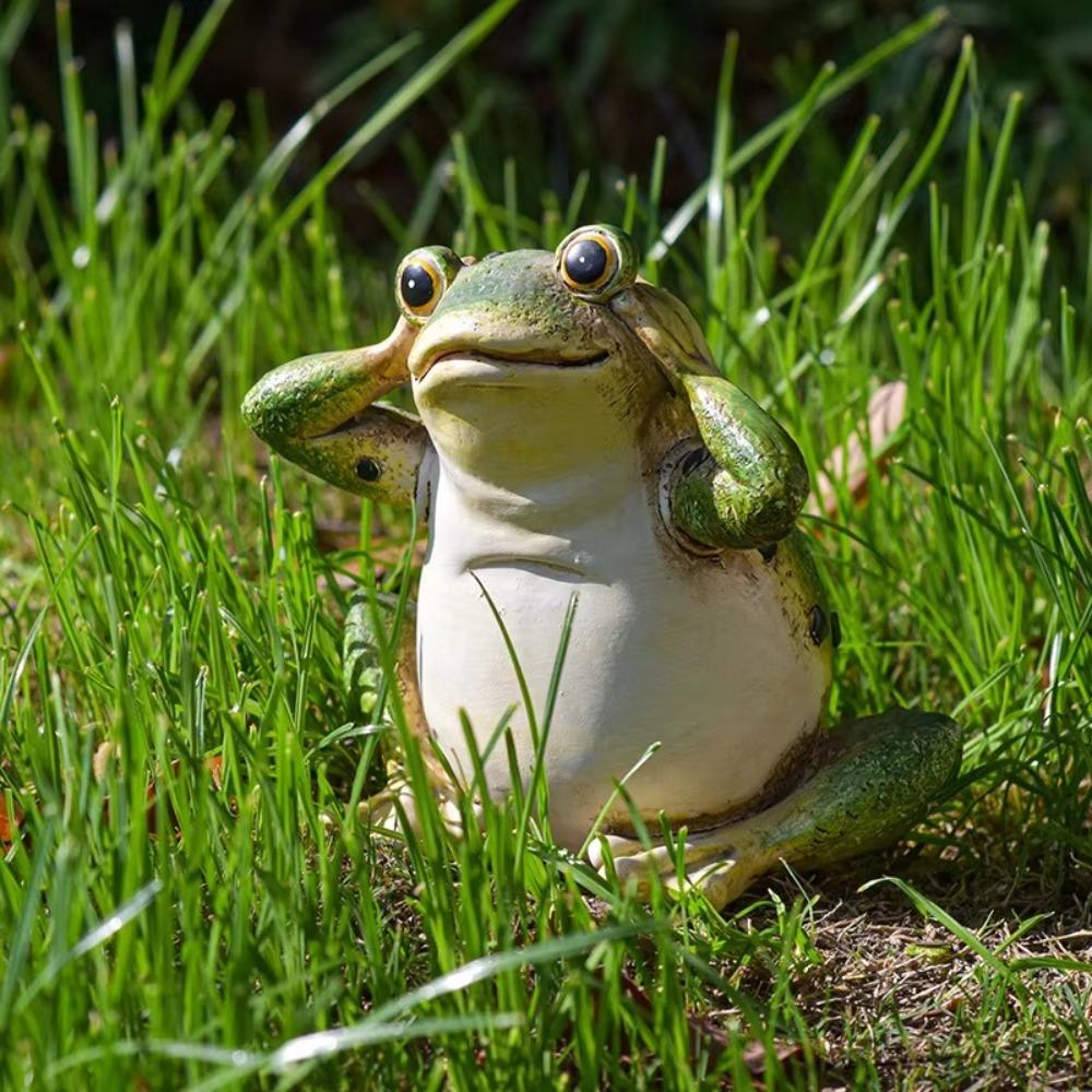 Resin Crafts Small Frogs Figurines Green Animal Statue  Micro-landscape Accessories