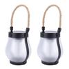 2pcs Solar Lantern Outdoor Lights Solar Powered USB Rechargeable Outdoor Lanterns with Realistic Flickering Fire Hemp