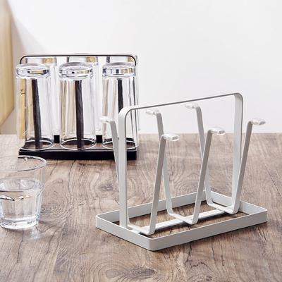 Steel Bottle Cup Hanging Drying Rack 6 Hook Organizer For Drinking Glass Containers With Protective Rubber Ends Hooks