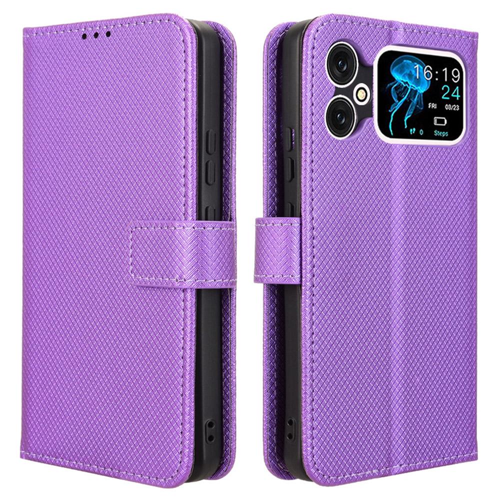 

Для Cubot A20 Чехол из ПУ кожи с ромбовидной текстурой, кошелек, чехол для телефона Purple