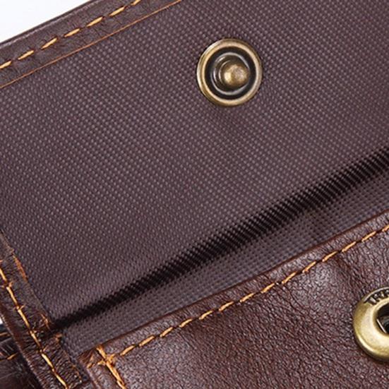 RFID Blocking Men Wallet Vintage Faux Leather Bi-fold Wallet with ID Window Coin Pocket Portable Folding Anti-Theft Credit Card Holder