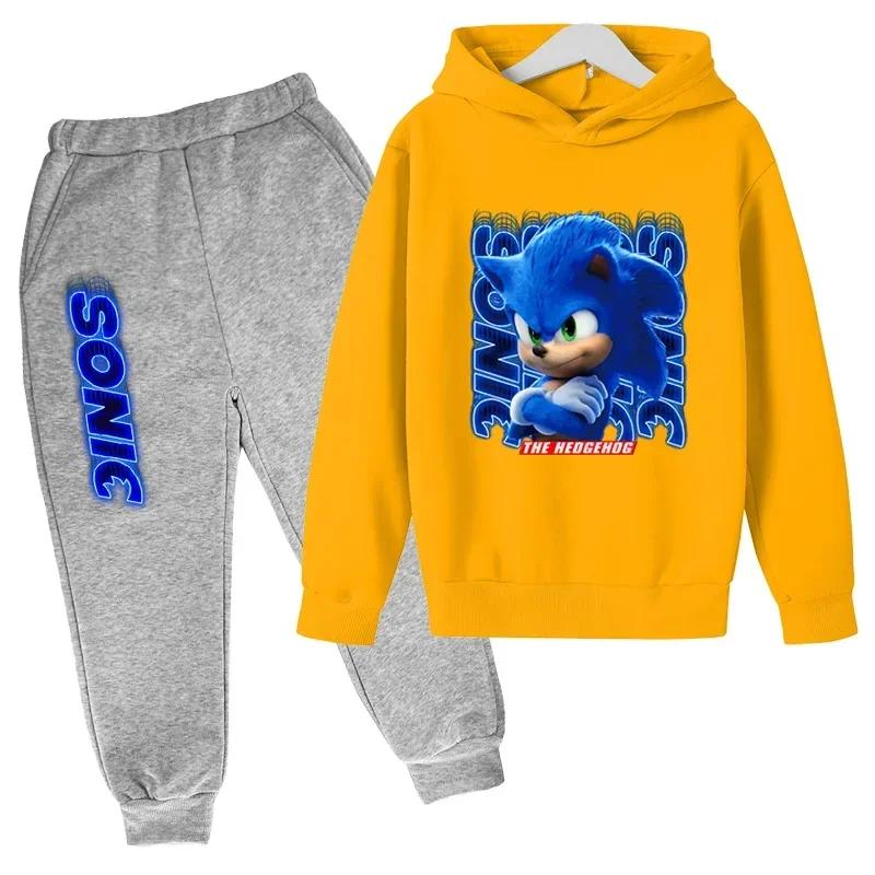 2025 MINISO Nuovo Cartone Animato Sonic Abbigliamento Autunno E Inverno Vestiti per Bambini Tuta a Maniche Lunghe Set Costume Felpa con Cappuccio Sportswear per Bambini 120