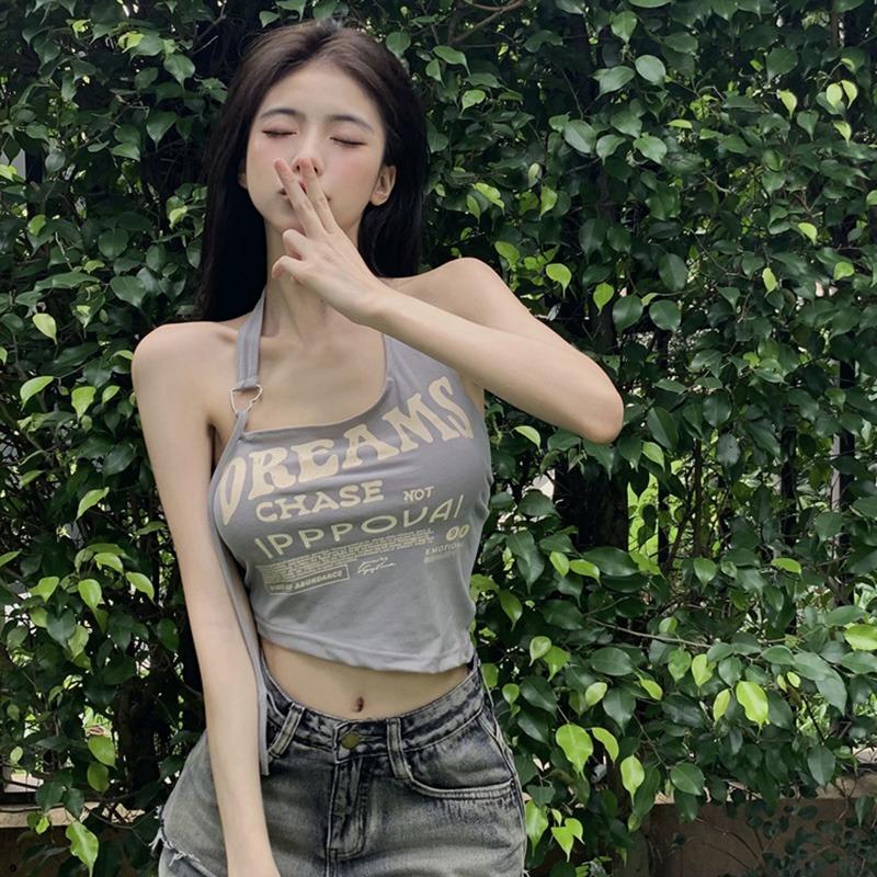 Odsłaniający pępek damski top na ramiączkach halter slim seksowny bez rękawów tank top lato