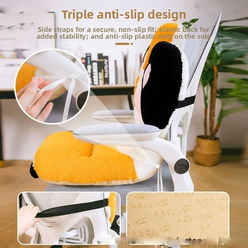 Cozy Plush Cartoon Cat Paw Office Lumbar Cushion For Home And Work Comfort
