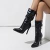 European and American Style Women's Fashion Pointed Toe High Heel Boots Ladies Sexy Side Zipper Short  Boots