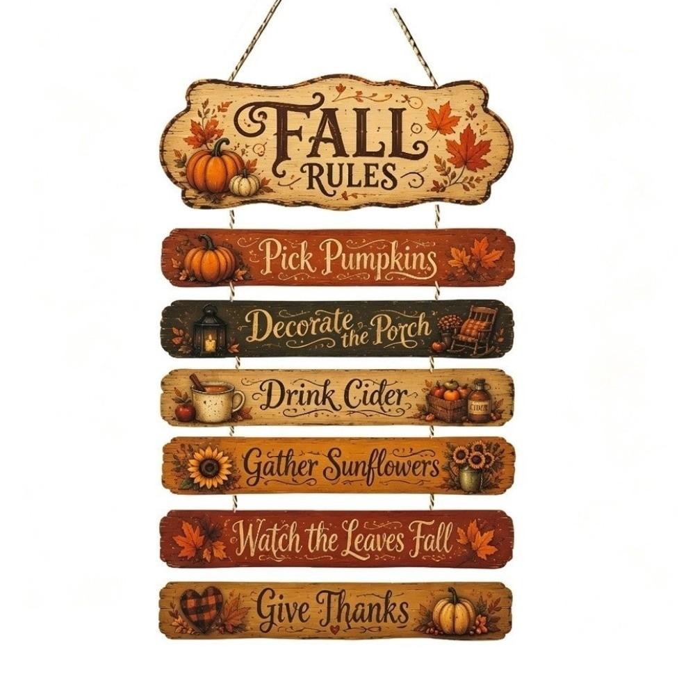 2D Flat Autumn Harvest Sign Decorative Fall Theme Wall Hanging Plaque Home Decor