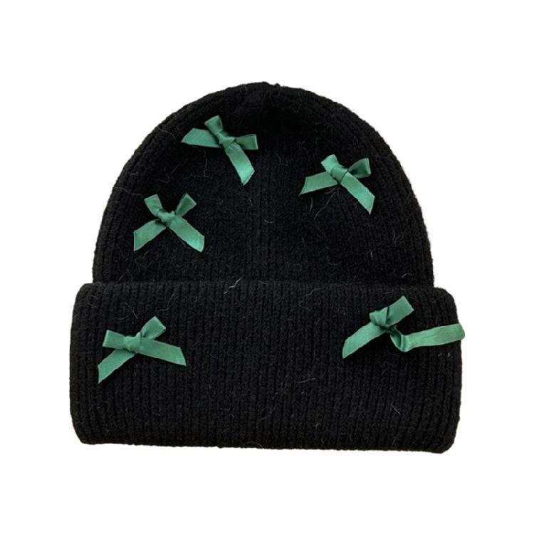 Handmade Winter Beanie Hat with Bowknot Decor Hat Adult Skiing Shopping Hat