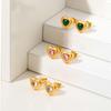 Chic Heart-shaped Zircon Stud Earrings,Gold Plated Stainless Steel Waterproof Earrings for Women,Exquisite Jewelry Gift