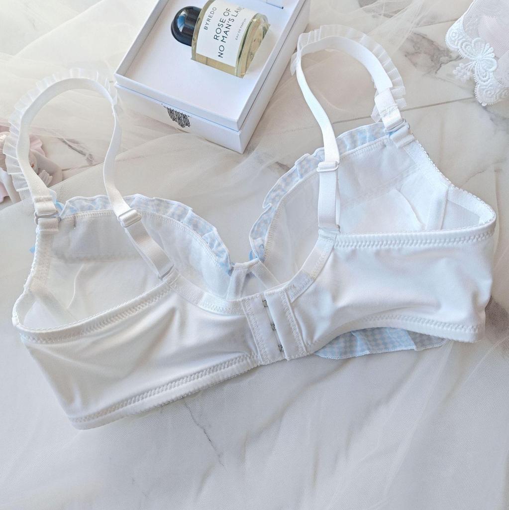 Japoński kratka falbanka push-up komplet bielizny dla młodych dziewcząt