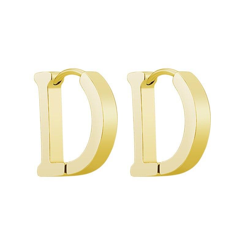 

Модні сережки-кільця з нержавіючої сталі з буквою D для жінок, чоловіків, прості геометричні сережки для пірсингу Huggie Ювелірні вироби для вечірки на день народження