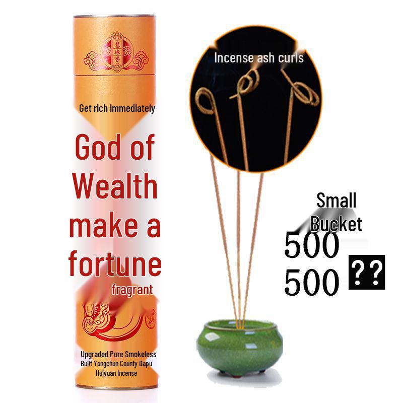 Sandalwood Smoke-Free Incense for Buddha Worship & Offering: Guanyin Bodhisattva, Guan Gong, and Gold Incense Rolls.