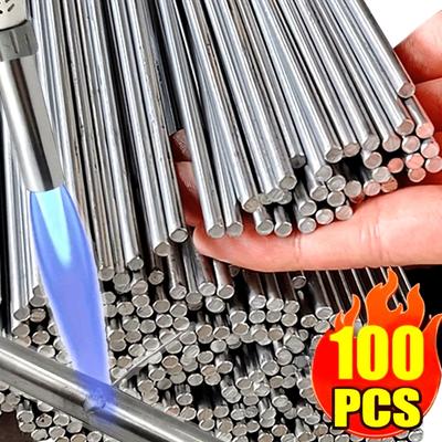 100/10 ADET Alüminyum Kaynak Çubukları Kolay Eriyen Düşük Sıcaklık Evrensel Gümüş Kaynak Özlü Tel Lehim Onarım Delikleri El Aletleri