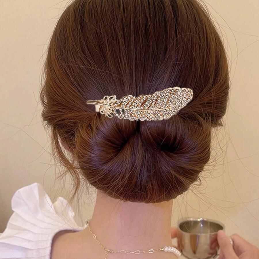 6 szt. Klipsów do włosów z imitacją pereł i diamentów Eleganckie spinki do włosów z imitacją piór Modne akcesoria do włosów na przyjęcie kostiumowe, bankiet