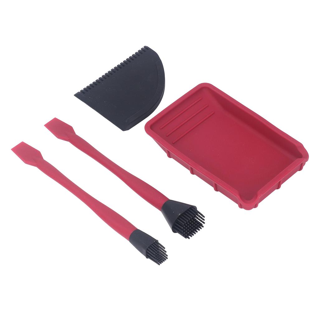 4Pcs Silicone Glue Kit 2 Brush 1 Comb and 1 Tray Uniform Application Silicone Glue Applicator Set