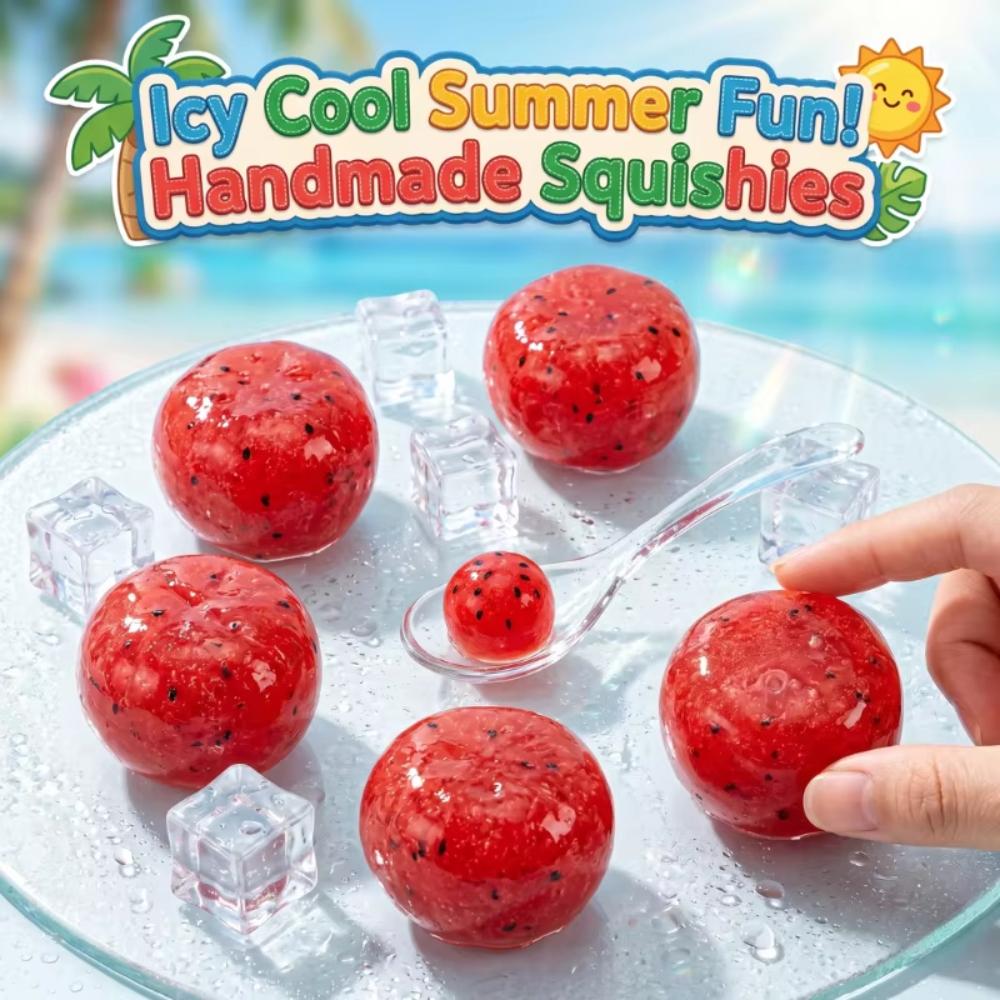 NEW Handmade Watermelon Slushy Squishy Toy Soft Slow Rebound Stress Relief ADHD Squeeze Toy Realistic Fruit Model Adult Gift