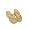 2025 new high-heeled flip-flops women's summer wear wedge heels pinch feet fashion cool slippers thick-soled non-slip beach shoes
