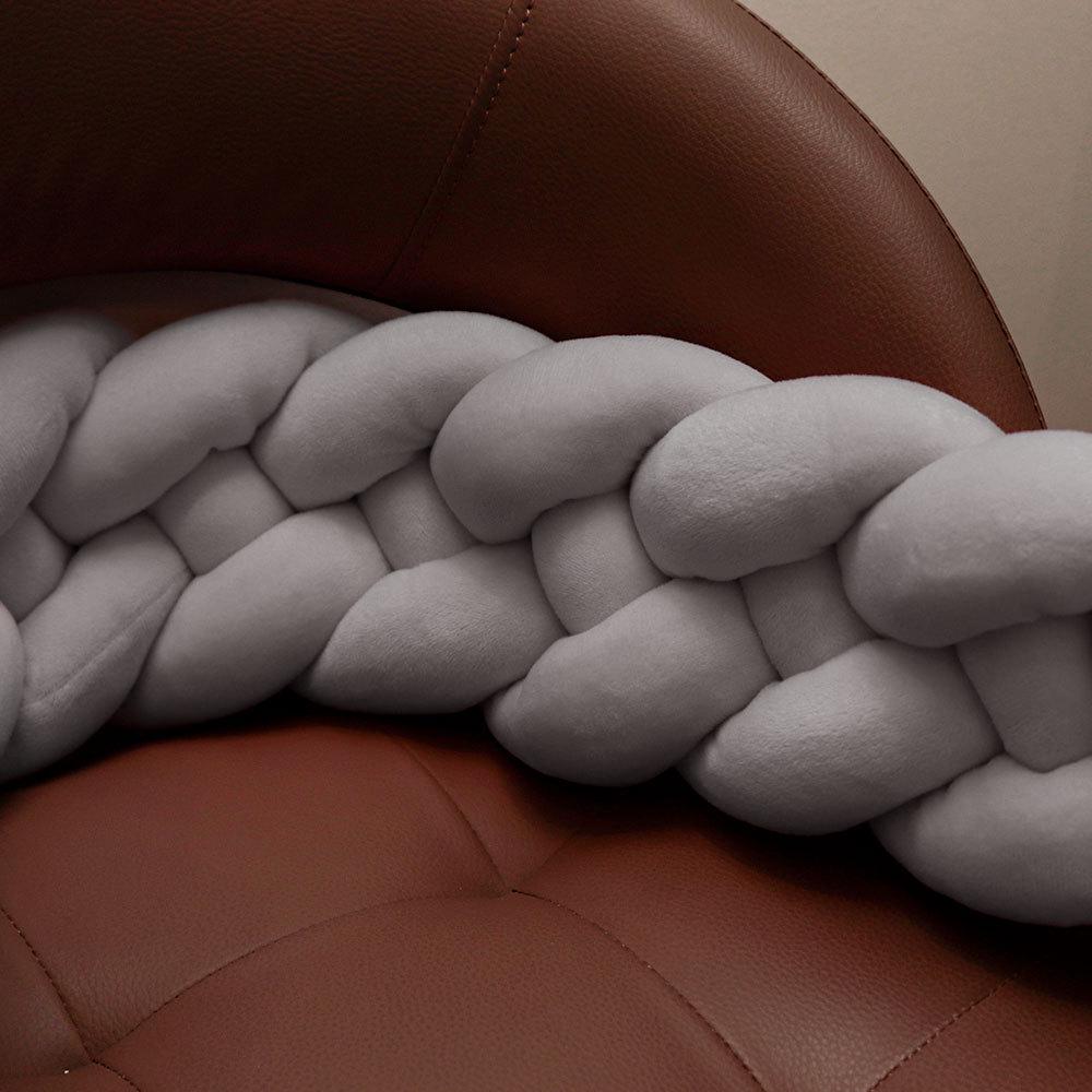 Handmade Four-Strand Fishtail Braid Crib Bumper and Children's Bed Guardrail Pillow Decoration