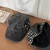 Y2k Metallnieten Flache Kappe Stoff Reitkappe Persönlichkeit Retro Baseballkappe Reise