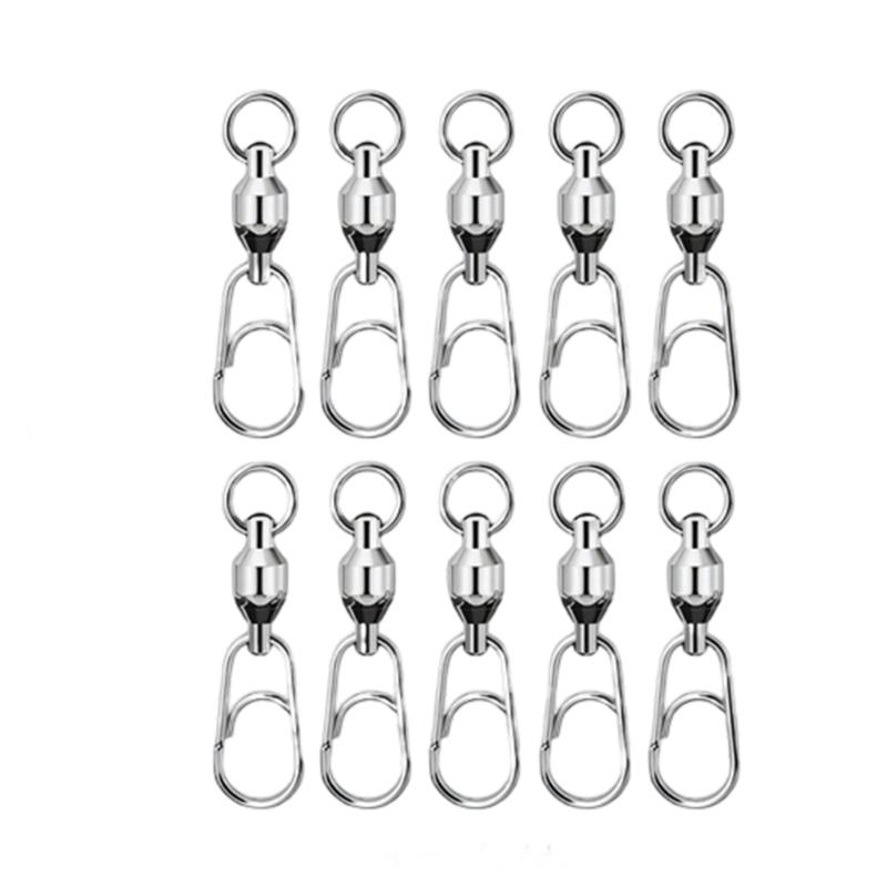 10Pcs Fast Speed Bearing Fishing Swivels Snap Connectors Stainless Steel Link Rings For Lure Tackle And Baiting